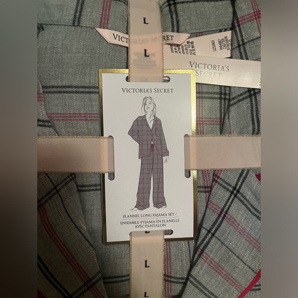 NWT Victoria's Secret Flannel Long Pajama Set Plaid Size Large - Picture 3 of 6